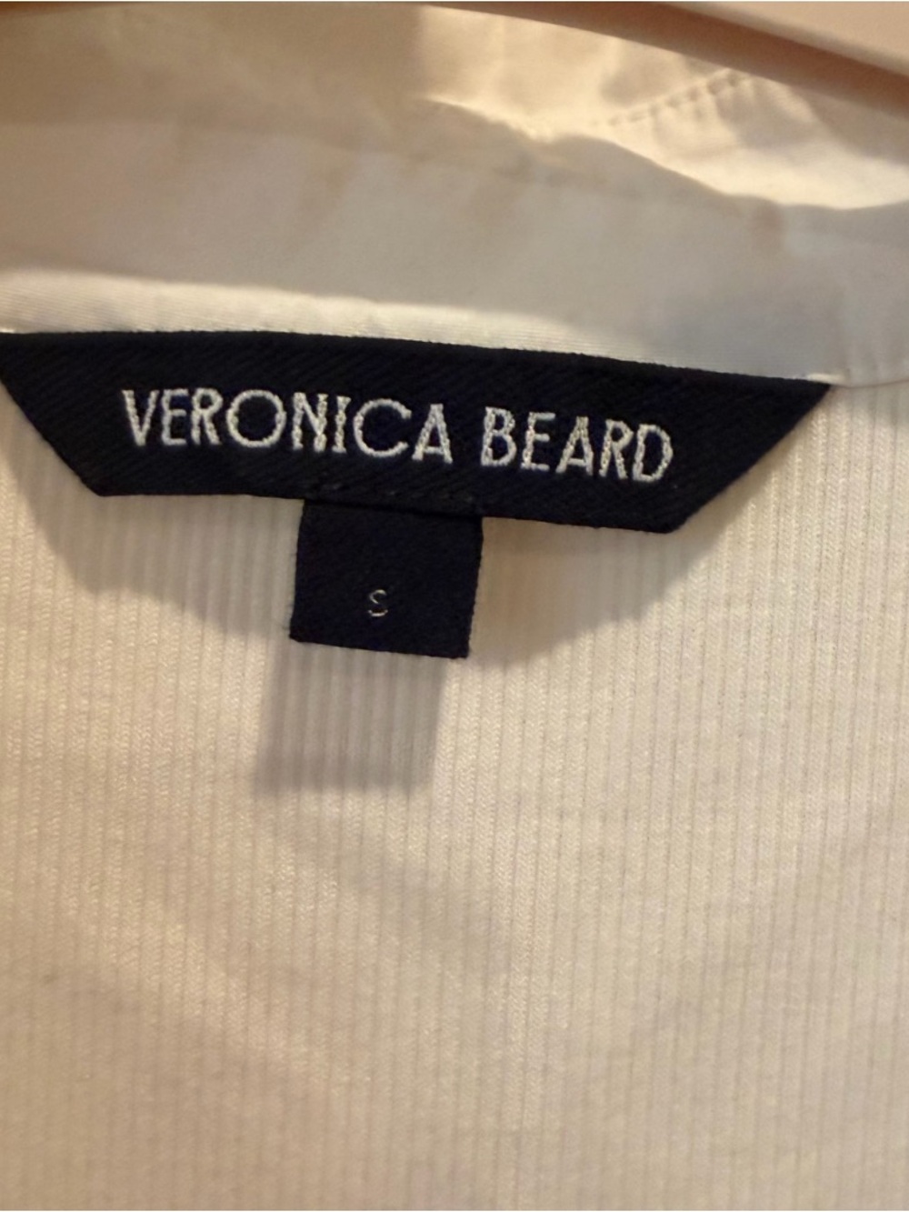 Veronica Beard Cream Short-Sleeve Ribbed Polo Top - Picture 3 of 4